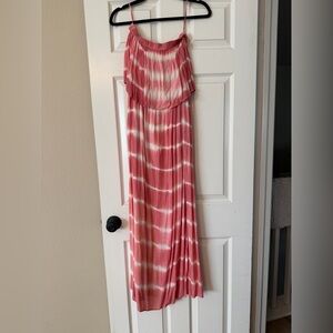 Bohme Coral and White Maxi Dress